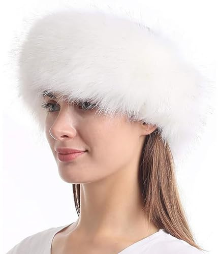 Dinghaole Fell Stirnband Damen,Kunstpelzmütze Für Damen,Winter Ohrenwärmer aus Pelz,Faux Fuchs Warm Weich Pelz mütze,Kunstfell-Stirnband für Damen,Ohrenwärmer Ohrenschützer Skimütze