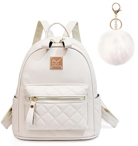 BTHRORO Rucksack Klein Damen, Mini Cityrucksack Kleine Handtasche Elegant Rucksäcke mit Plüschball für Mädchen Reisen Arbeit Wandern