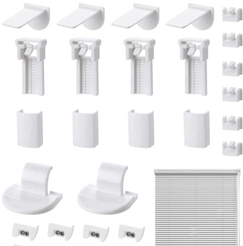 24 Stück Plissee Ersatzteile Set(4 Kit) Qiundar,Klemmfix Halterung,klemmträger plissee,Klemmträger Zubehör, plissee Klemmen,plissee klemmfix ohne Bohren
