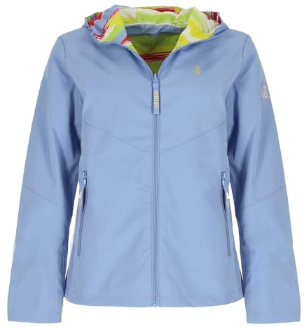 Leitfeuer Damen Wendejacke mit Kapuze - Outdoor-Jacke unifarben und modisch bunt gestreift in Hellblau Größe 40
