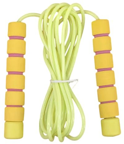 Corde à sauter pour, corde à sauter légère et anti-nœuds, poignée en mousse, corde à sauter haute vitesse pour entraînement à la maison, fitness pour débutants, 240 x 0,4 cm, jaune vert