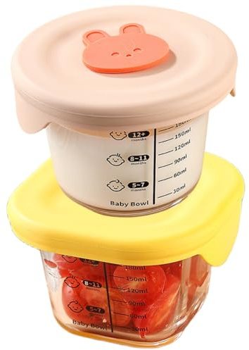 yaocoral 2 Pack 6 OZ Cute Small Clear Glass Containers with Lids and Scale