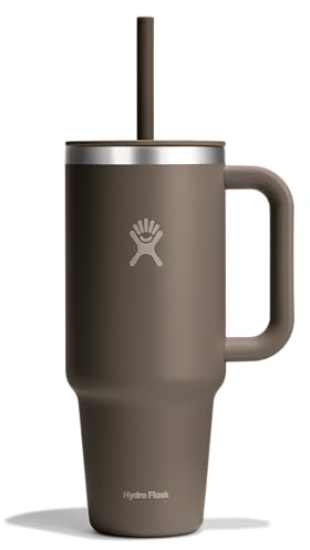 Hydro Flask 40 Oz Travel Tumbler with Handle, Lid and Straw - Insulated Stainless Steel in 32 Oz Sandpiper