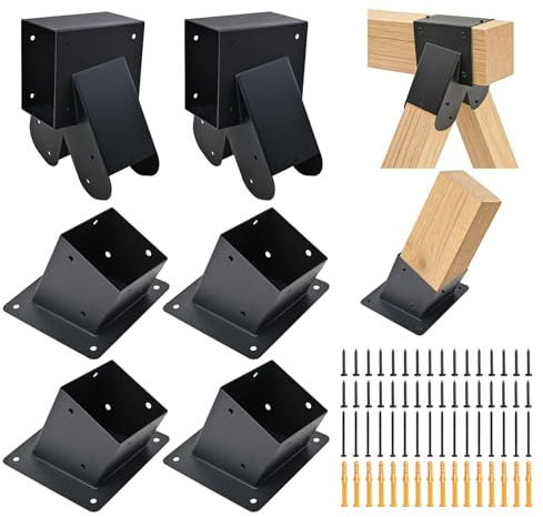 2 PCS A-Frame Brackets Swing Set Bracket with 4 Pcs 4x4 Base (Inner Size 4x4), DIY Heavy Duty Carbon Steel Swing Set for 4x4 Legs (Inner Size 4x4) & 4x6 Beam for Outdoors, Garden, Lawn
