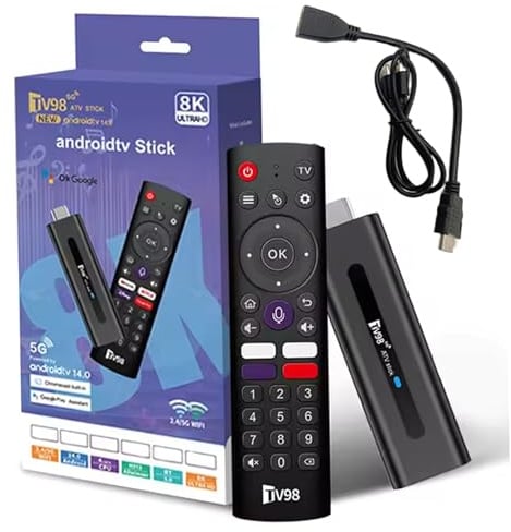 TV Stick 4K 2GB + 16GB Controllo vocale 4 app Clic BT5.0 H313 WiFi5 Dual 2.4G/5G Quad-Core 64bit HDR10+ Ultra USB HD Smart TV Stick