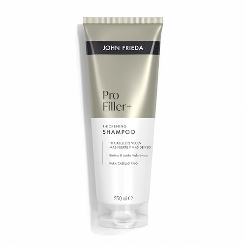 John Frieda Pro Filler+ Densifying Shampoo | erhöht Kraft und Dichte | Bis zu 2x dickeres und widerstandsfähigeres Haar | mit Biotin und Hyaluronsäure | feines Haar | 250 ml