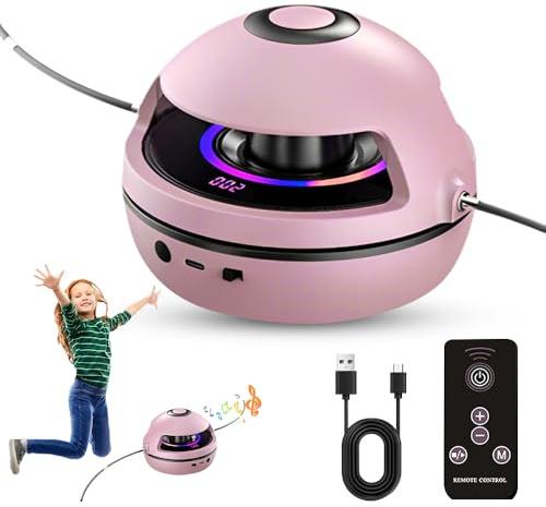 ZMCVOE Music Jump Rope Machine, Wireless Smart Skipping Rope with Remote Control, 1-10 Speed Electronic Skipping Rope, Skipping Rope with Counter for Kids Adults (Pink)