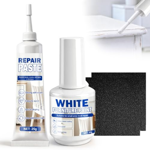 Esmalte Blanco, Pasta Reparadora, Kit Reparación Muebles Lacados Brillantes | Repara Arañazos, Defectos y Grietas en Muebles de Metal, Madera y Superficies Pintadas