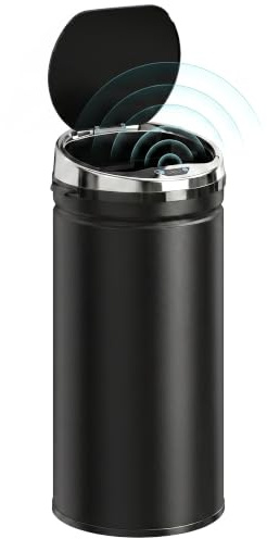 HOMCOM 42L Sensor Bin with Quiet Soft-Close Lid Kitchen Home Office Black | Automatic Touchless Motion Sensor Rubbish Bin, Fingerprint Resistant Stainless Steel, Hygienic Use