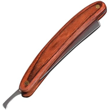Rasoir à Barbe Manuel Vintage en Bois Rouge, Acier Inoxydable | Coupe-choux Précis, Barbe et Sourcils, Usage Salon de Coiffure et Voyage, Cover Protectrice