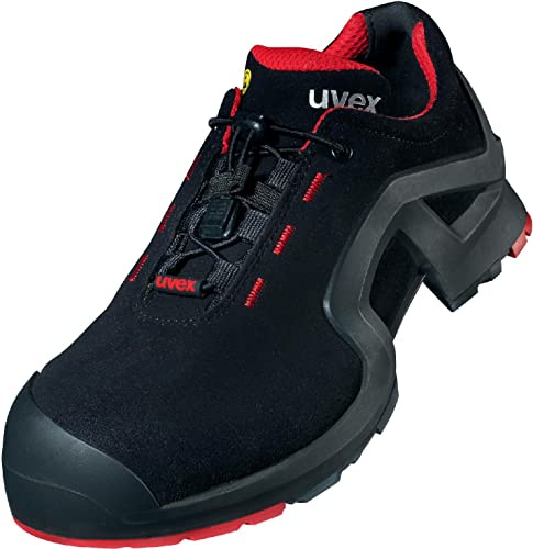 Uvex 1 X-Tended Support Safety Trainer - S3 SRC ESD - Work Shoes with Metalfree Toe Cap Black Red - Size 4 UK