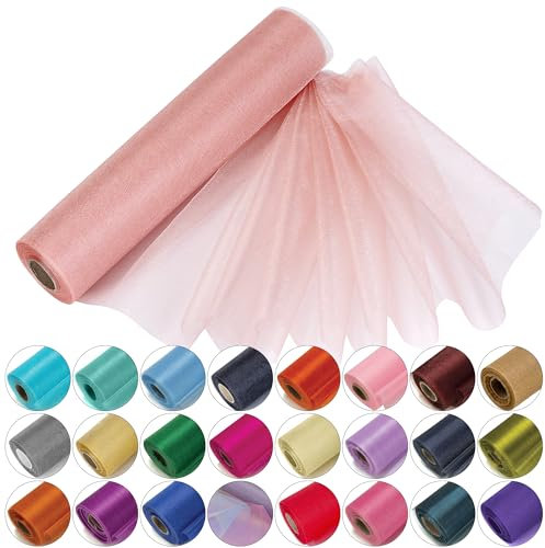 Organza-Rolle, schneedurchsichtig, von Trimming Shop — 25 m x 29 cm große Organza-Rolle für Stuhlschärpe, Tischläufer, Weihnachtsfeier, Hochzeitsdekoration, Heimwerkerprojekte, Pfirsich