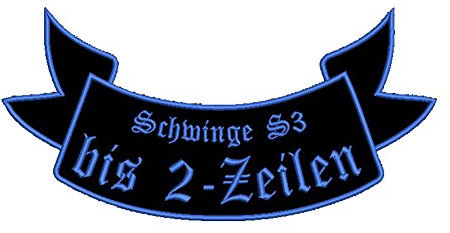 Aufnäher untere Schwinge S3 mit Deinem Wunschtext - viele Größen und Farben zur Auswahl (20x9,7cm)