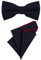 DonDon Herren Fliege 12 x 6 cm gebunden längenverstellbar und Einstecktuch 23 x 23 cm farblich passend aus Baumwolle dunkelblau