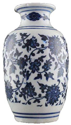 YUNHAO Vase de fleurs en porcelaine chinoise ancienne bleue et blanche