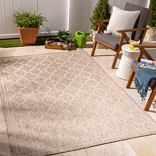 Livabliss Outdoor Teppich wetterfest, Zakynthos - In und Outdoor Teppich für Balkon 160x213 cm, Terrasse, Garten, Küche - Outdoor Teppich Boho Style, Teppich für draußen - Teppich Beige