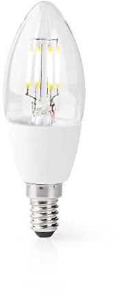 NEDIS Smartlife LED Filament Bulb E14 Candle, Warm White 2700K, Wi-Fi Enabled, Dimmable, Voice Control Compatible with Amazon Alexa and Google Home, Clear Glass