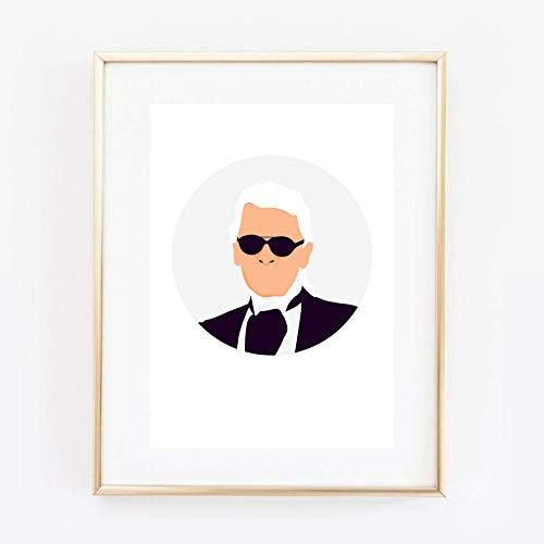 Din A4 Kunstdruck ohne Rahmen - Karl Lagerfeld Portrait Designer Ikone Grafik Modern Geschenk Druck Poster Bild