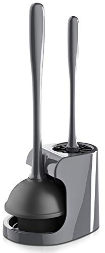 MR.SIGA WC Saugglocke und Toilettenbürste Set, Pümpel und Klobürste mit Halter für Bad und WC, Grau, 1 Set