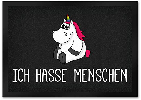 trendaffe - Ich Hasse Menschen Fußmatte mit Einhorn Motiv Honeycorns Wohnung HASS Unicorn