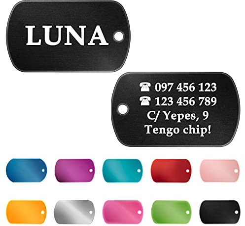 Ibera gifts Hundemarke mit Gravur - Personalisierte Hundemarke in Militär Erkennungsmarke Form für große Hunde - Hochwertiges Aluminium - Dog Tag mit Gravur