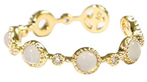YANQSHM Offener Ring Damen,Vintage Verstellbare Mode Weißer Opal Eingelegte Goldene Ringe Romantischer Schmuck Geschenk Für Mädchen Frauen Paar Verlobung Hochzeit