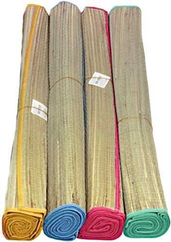 marion10020 Strohmatten Strand Bastmatten Liegematte Badematte Strandmatte Rollmatte Bast Matte Picknickdecke, bunt gemischt, 4er-Set