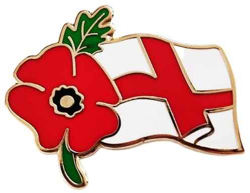 Broche commémorative 2024 du jour du Souvenir Angleterre Coquelicot de St Georges Lest We Forget, Acier allié