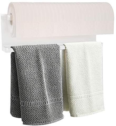 Support magnétique pour réfrigérateur, Porte-Serviettes de Cuisine, Barre magnétique Multifonction en Fer, utilisé pour la Cuisine, la Salle de Bains, Les Toilettes, sans perçage (Blanc, Taille M)