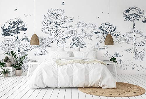 SILK ROAD EU® Papier Peint Panoramique vallée noir et blanc Soie, 360 × 250cm, personnalisée selon votre taille personnalisée, Poster geant Mural, pour Salon Chambre restaurant Décoration Murale