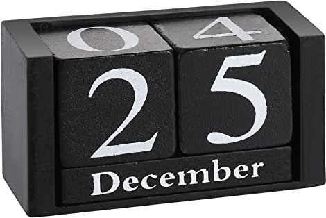 Obling Tischkalender Kalender Holz Manuelle Umrüstung Durable Chic Accessoire für Zuhause oder im Büro (Klein Schwarz)