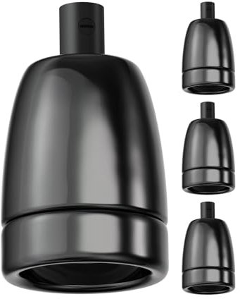 ledscom.de 4 Stück E27 Fassung, Porzellan, schwarz, 230V AC, max. 300W