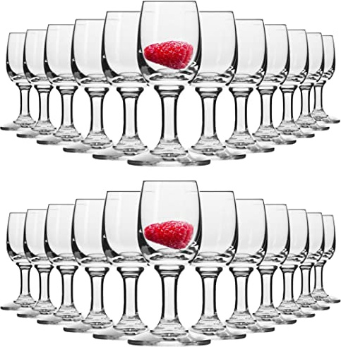 Alcohol Cage Likörgläser 35 ml - 24 Stück Schnapsgläser Set - Shot Gläser Spülmaschinenfest - Pinnchen Gläser für Tequila, Wodka - Hoher Stiel