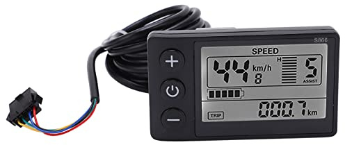 Electric Bike Display, Water Proof IP65 LCD Meter, Control Panel 24V 36V 48V Compatible with SM Connector for Urban Commuters, Scooter Riders, Leisure Cyclists