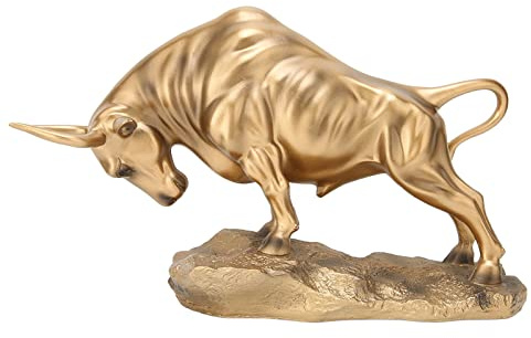 Goldener Stier, Stier Skulptur Dekoration, Gold, Moderne Kunst, Schmuckhalter, Tierstatuen, Schreibtisch, Tisch, Heimdekoration, Abstrakte Skulpturen, Harz, Stier Statuen, Glückliche