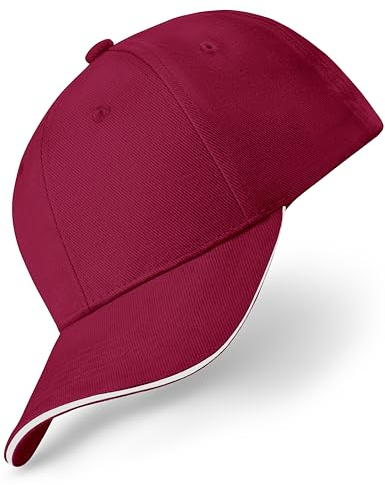 REEFLESS® Baseball Cap Herren Damen Basecap - verstellbare Kappe - Caps für Männer Frauen (weinrot weiß)