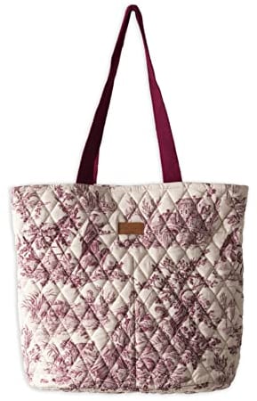 Maison d'Hermine Stepptasche aus 100% Baumwolle | Umhängetasche | Einkaufstasche mit Reißverschlusstaschen für die Reiseschule von Frauen (THE MILLER-RED)