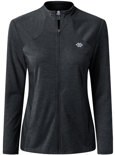 MoFiz Damen Laufjacke Leicht Sportjacke Trainingsjacke UVSchutz Ohne Kapuze | Laufshirt Damen Langarm,Fitness Jacke,Full Zip Sweatjacke,Wandern Yoga Jacke Atmungsaktive,mit Taschen
