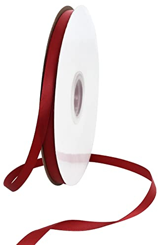 TONIFUL Satinband Dunkelrot 10mm x 91 Meters Dekoration Geschenkband Fein Schleifenband, Stoffband für Hochzeit, Taufe und Geburtstag Geschenke Der Valentinstag Verpackung von Geschenken