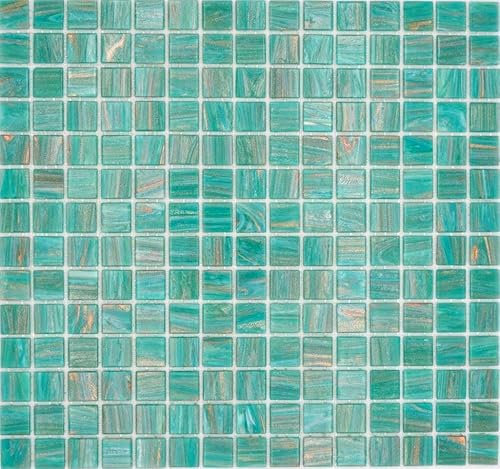 Glasmosaik Mosaikfliese Grün Türkis Kupfer changierend Wand Fliesenspiegel Küche Dusche