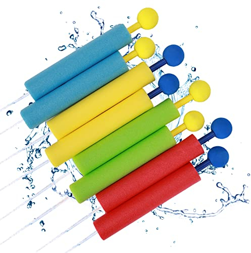 8Pcs Water Pistols for Kids 21.5cm Water Blaster Foam Shooter Set Kids Water Shooter Toys 4 Colors Foam Water Pistol Beach Toys Water Blaster for Summer Pool Garden Outdoor Party Favors (round x 8)