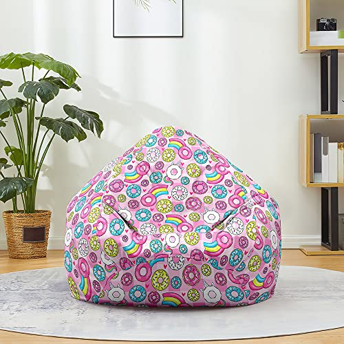 FANSU Sitzsack Waschbar Sitzsack Ohne Füllung Sitzsäcke für Kinder Erwachsene, Sitzsack-StuhlbezugIndoor Outdoor Textile Aufbewahrung mit Reißverschlus (90x110cm,Regenbogen Krapfen)