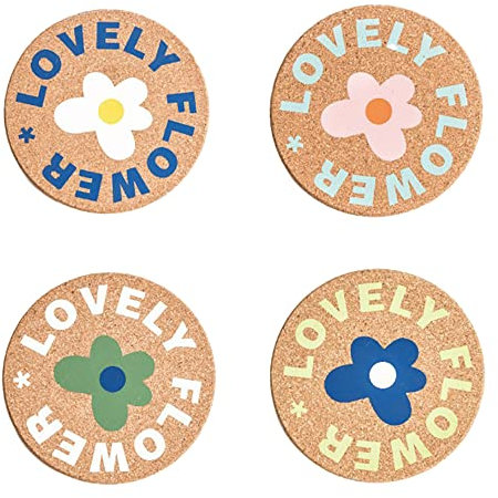 Almohadilla para platos, mantel individual de corcho duro, posavasos decorativos, juego de posavasos redondos resistentes al calor, 4 unidades