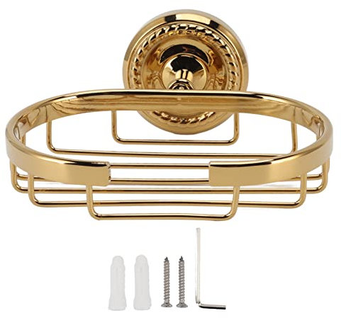 Porte Savon Mural pour Douche, Style Vintage Bain Douche Porte-Savon en Métal Doré Panier à Savons Accessoires De Salle De Bain