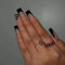 24 Stück Press on Nails Lang, Glossy French Schwarz Liebe Künstliche Nägel Sarg Kunstnägel Nägel Zum Aufkleben mit Nagelkleber Aufkleber, Acryl Drücken Sie auf Nagelspitzen für Frauen und Mädchen