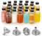 Confezione da 24 piccole bottiglie in vetro trasparente da 56,7 g, con coperchi e 2 imbuti in acciaio inox, 60 ml, per pozioni, succhi di frutta, zenzero, oli, whisky, shot benessere e mini bottiglie
