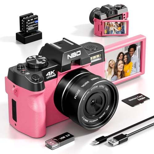 NBD Appareil Photo Numérique 4K,caméra Vlogging 48MP pour Youtube avec Microphone et poignée pour trépied, caméra vidéo avec kit de création de Contenu