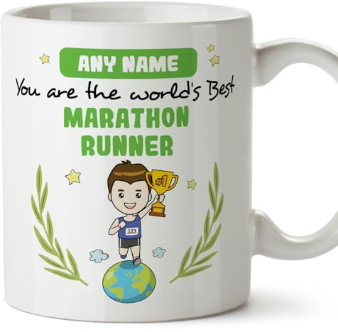 MUGFFINS Personalised Mug for Marathon Runner Man - in English - You are World's Best - Funny Custom Gift for Colleagues - Ceramic 11oz Mug