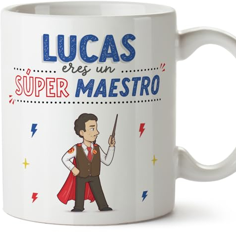 MUGFFINS Tazas Personalizadas para MAESTRO hombre - En Español - ¡Eres Súper! - 11 oz / 330 ml - Regalo Personalizable original y divertido