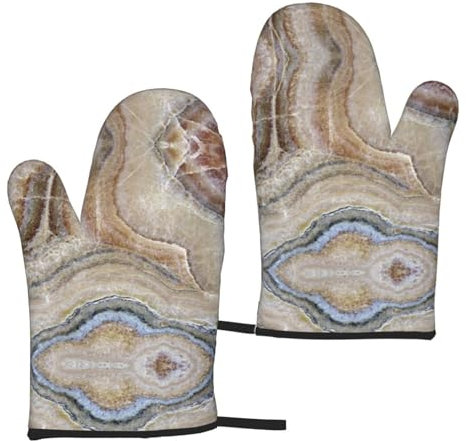 Onyx Stone Pale Blue Insulation Gloves (2-Piece Set) Microwave Gloves Oven Gloves For Barbecue Cooking And Baking